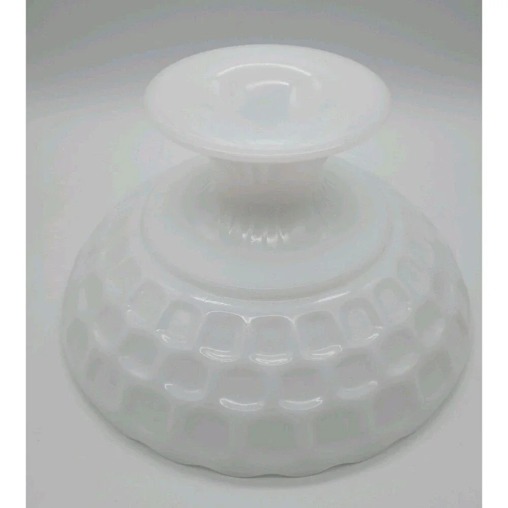 Vintage White Milk Glass Fruit Bowl Dish Yorktown Pattern with Pedestal